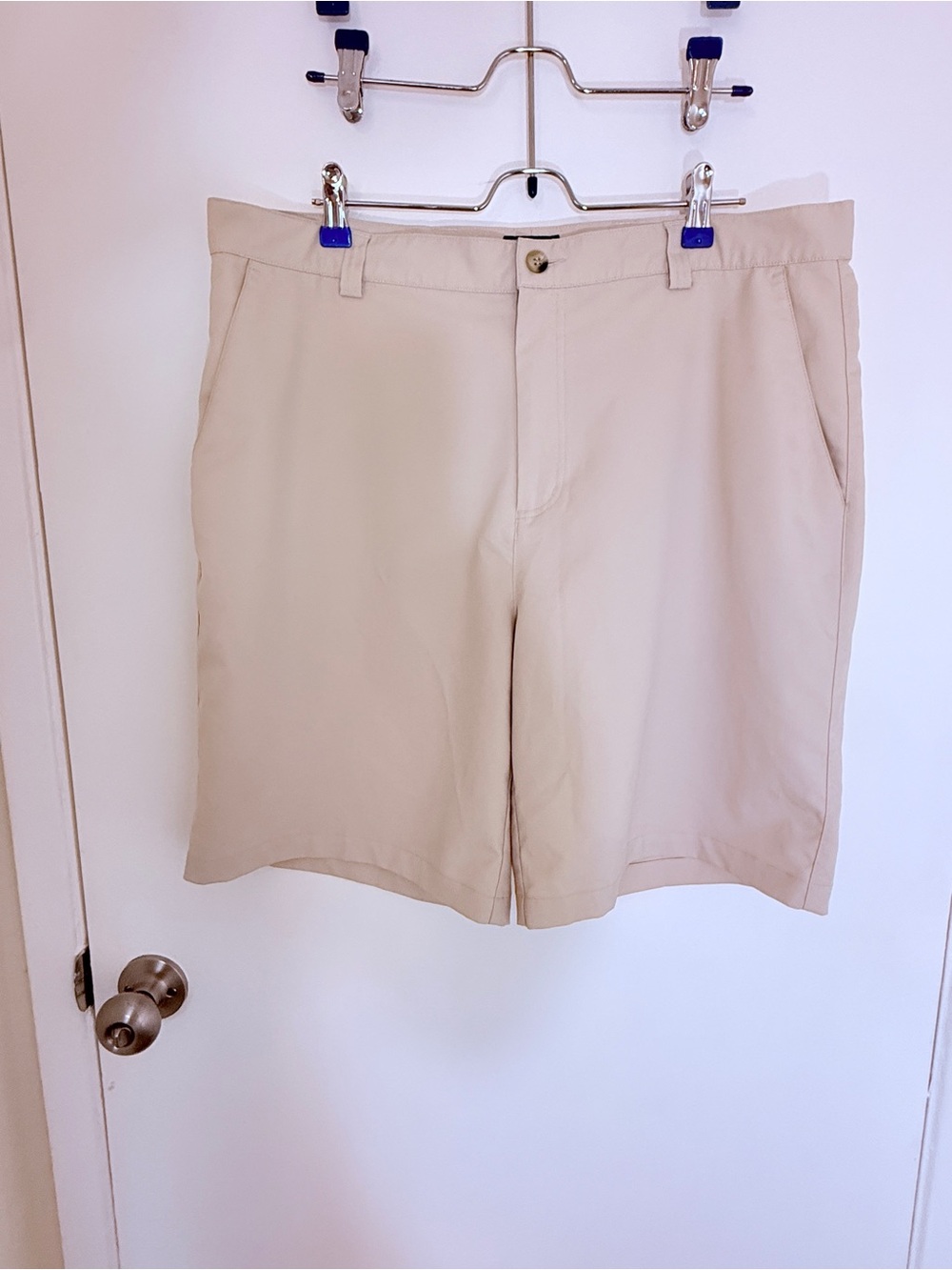 adidas Men's Beige Flat-Front Shorts